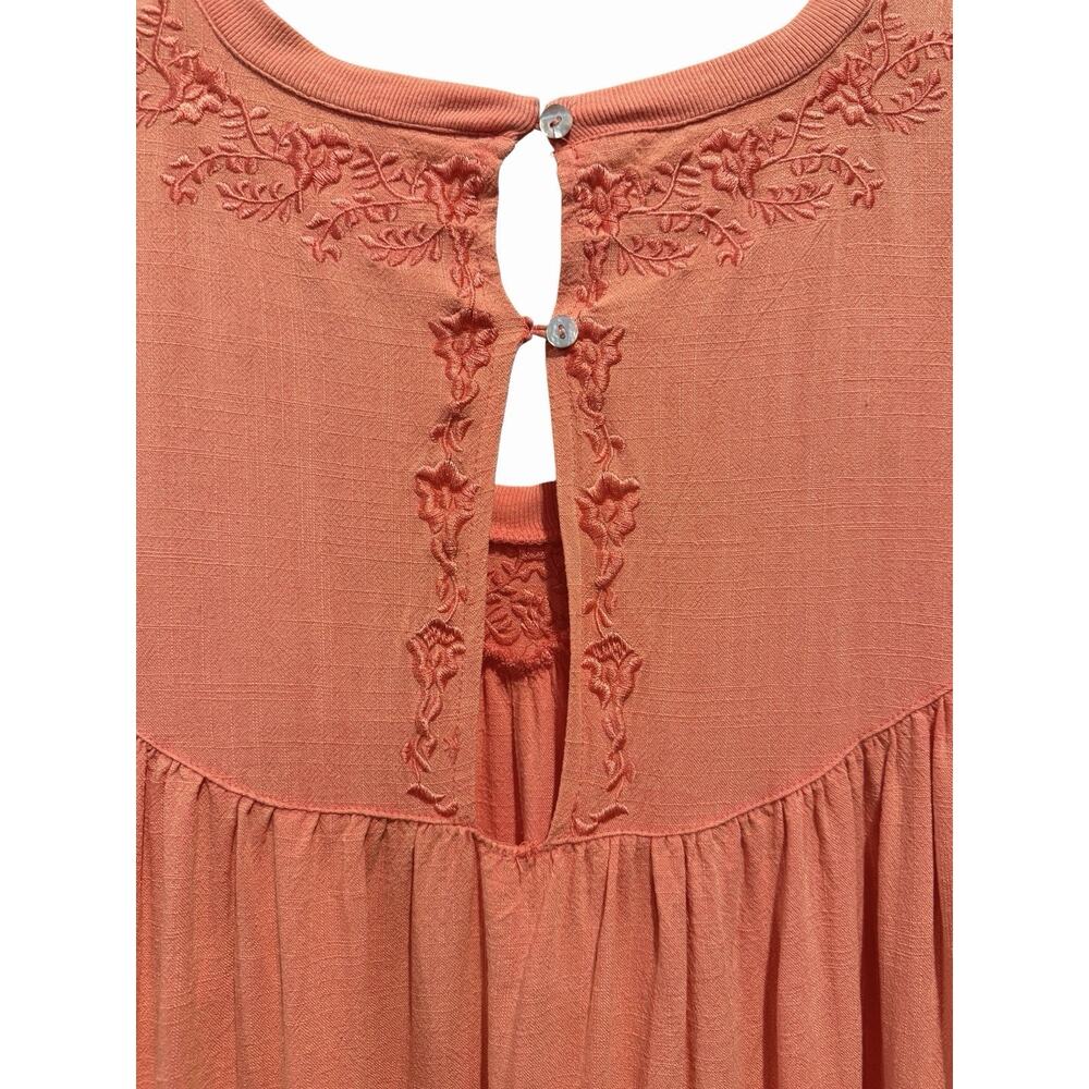 POL Top Sleeveless Coral Embroidered Boho Flowy Ruffle M - Picture 7 of 12
